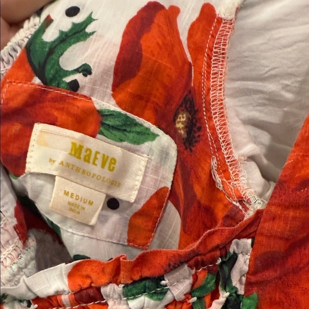 Anthropologie Maeve Square-Neck Smocked Babydoll Mini Floral Dress - Picture 11 of 17